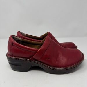 BOC Born Concept Red Leather Clogs Mules Slip On Shoes Women's Size 7.5M
